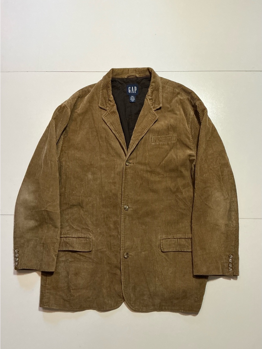 Vintage 2001 Gap Corduroy Khaki Tan Three Button Sportscoat Blazer Jacket
